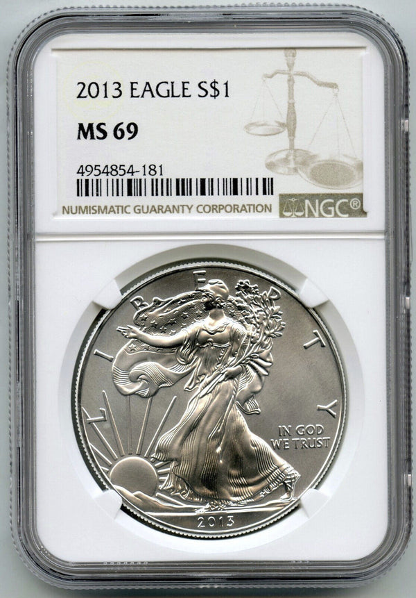 2013 American Eagle 1 oz Silver Dollar NGC MS69 Certified Bullion - C366