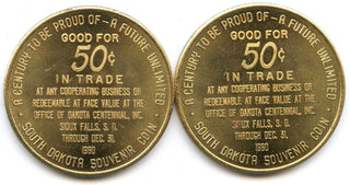 1961 South Dakota Territory Centennial Trade Token Medals 50 Cents - CC856