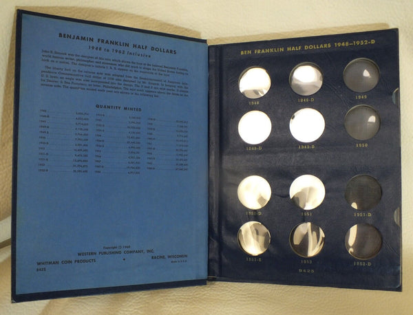 Whitman Used Coin Album Franklin Halves 1948-1963 50C 3 pages 9425 LH122