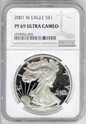 2001-W American Eagle 1 oz Silver Dollar NGC PF69 Ultra Cameo West Point DN108