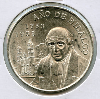 1953 Mexico 5 Cinco Pesos Hidalgo Silver .720 Coin Moneda Plata - JN963