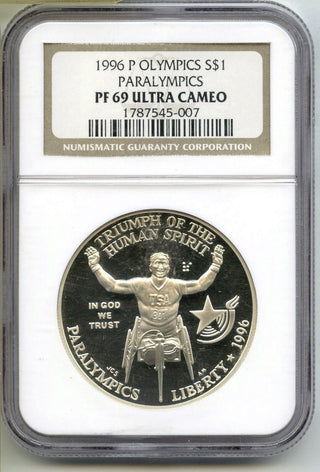 1996-P Olympics Paralympics Proof Silver Dollar NGC PF69 Ultra Cameo - G611