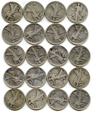 1917 Walking Liberty Half Dollars 20-Coin Roll - Philadelphia Mint - E142