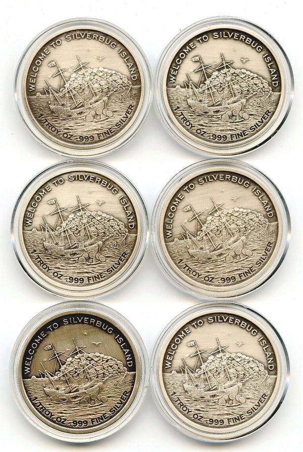 2015 - 2019 Welcome To Silverbug Island 1oz Antique SIlver 6 Round Set