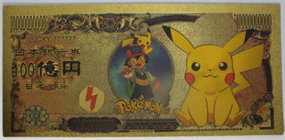 Pokemon Go Pikachu Starters 10B Yen Novelty 24K Gold Foil Plated Note Bill LG292