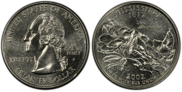 2002-P Mississippi Statehood Quarter 25C Uncirculated Coin Philadelphia mint 039