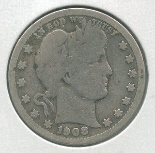 1908-P Silver Barber Quarter 25c Philadelphia Mint - KR157