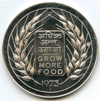 1973 India Proof Silver Coin 20 Rupees FAO Grow More Food - CC736