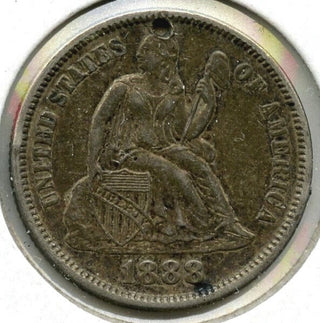 1888 Seated Liberty Silver Dime Love Token - Holed - E35