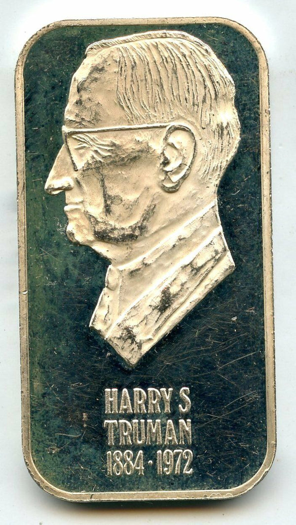 1973 Harry S Truman 999 Silver 1 oz Art Bar ingot Medal President - BQ648