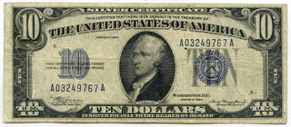1934 $10 Silver Certificate - United States Currency Note - E837