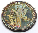 Peace Dollar Motif 999 Silver 1 oz Art Medal Round USA Lady Liberty Toned - A226