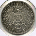 1909-A Germany Prussia Silver Coin Drei 3 Mark - Wilhelm II - C873