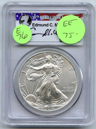 2014 American Eagle 1 oz Silver Dollar PCGS MS70 Edmund C. Moy Signature E76
