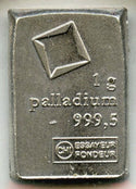 Essayeur Fondeur .9995 Palladium 1 Gram Ingot Bar Medal - B228
