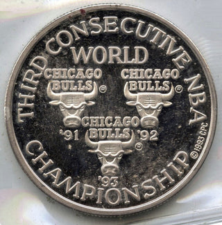Chicago Bulls 1993 Third Consecutive Championship 999 Silver 1 oz Medal - G787