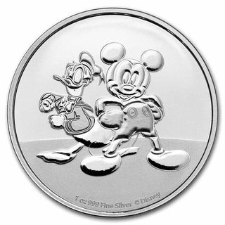 2023 Mickey Mouse & Donald Duck 1 Oz 999 Fine Silver $2 Niue Coin Disney - JP380