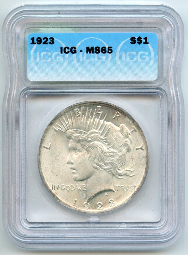 1923 Peace Silver Dollar ICG Certified MS65 - Philadelphia Mint - CC775