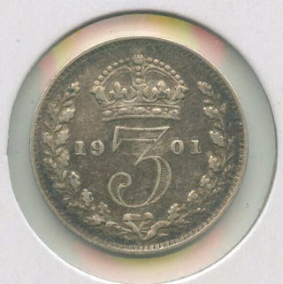 1901 Silver Great Britain 3 Pence Coin - Victoria - ER737