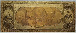 1870 $5 Gold Bank San Francisco 1741 Novelty 24K Plated Note Bill 6