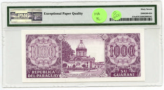 2003 Paraguay 1000 Guaranies Note PMG Certified 67 EPQ Superb Gem Unc - G600