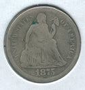 1875-S Silver Seated Liberty Dime 10c San Francisco Mint  - KR607