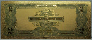 1899 $2 Silver Certificate Washington Novelty 24K Gold Foil Plated Note 6