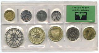 1972 Austria Proof Silver 9-Coin Set Collection Volksbank - E549