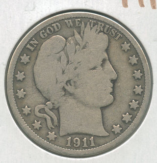 1911-P Silver Barber Half Dollar 50c Philadelphia Mint  - KR315