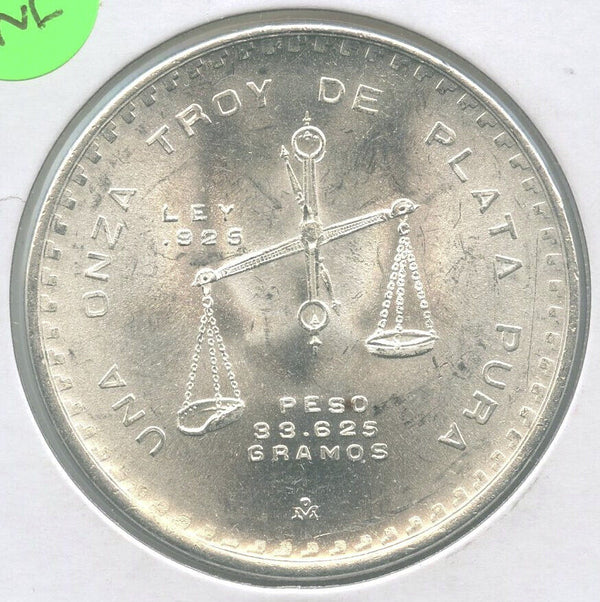 1980 Mexico Balance Scale 1 Una Onza Silver Coin Plata -DN560