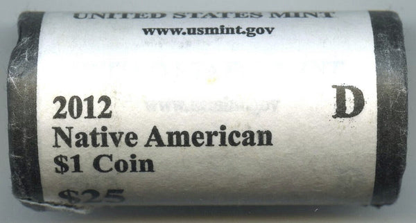 2012-D Native American Dollars $25 Coin Roll US Mint Denver OGP Original - B22