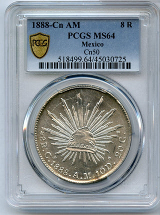 1888-Cn AM Mexico 8 Reales PCGS MS64 Silver Coin Certified - JP040