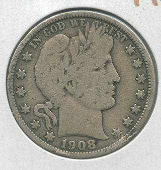 1908-P Silver Barber Half Dollar 50c Philadelphia Mint  - KR283