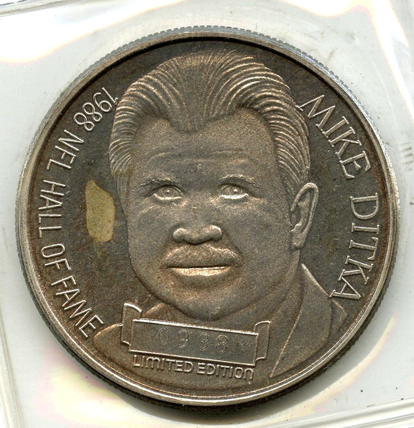 Iron Mike Ditka 999 Silver 1 oz Medal NFL Hall of Fame Football Round - BK830