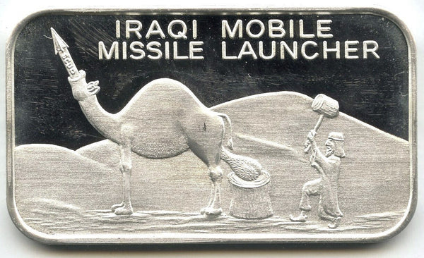 Iraqi Mobile Missile Launcher 999 Silver 1 oz Art Bar Ingot Medal Vintage C116