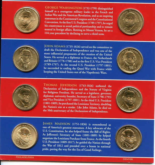 2007 P & D Presidential $1 Coin Uncirculated Set 8 Coins US Mint OGP - JP356