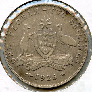 1926 Australia 925 Silver Coin One Florin Two Shillings - King George V - BL728