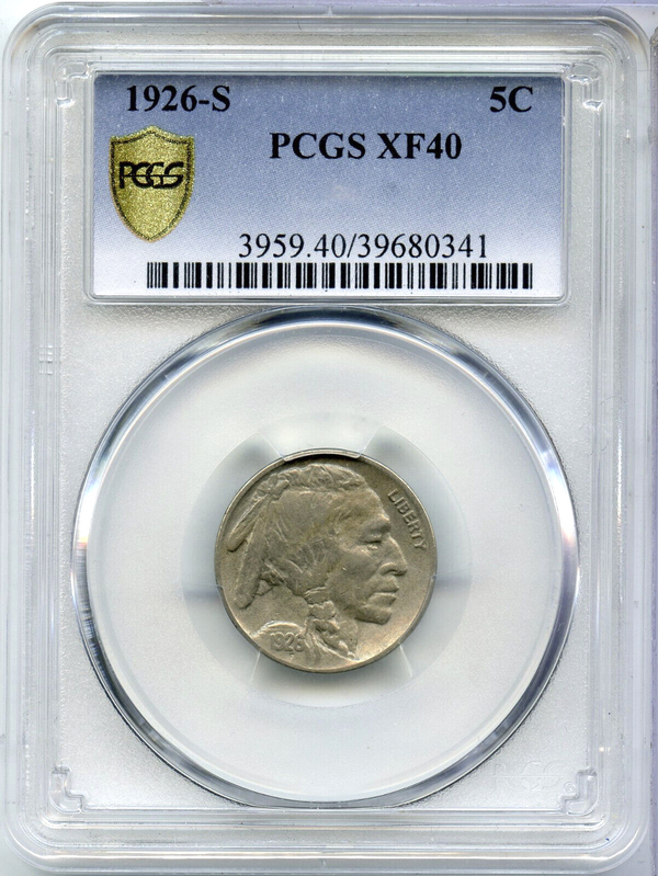 1926-S Indian Head Buffalo Nickel PCGS XF40 Certified -5 Cents- DM608