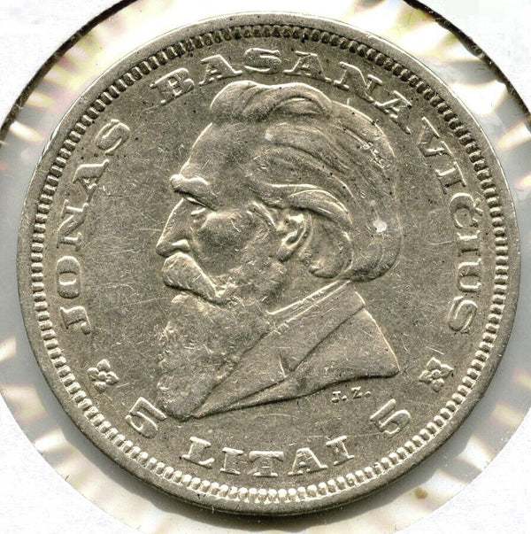1936 Lithuania Silver Coin 5 Litai - Lietuva - B03