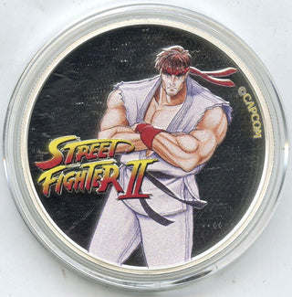 Ryu Street Fighter 2021 Fiji 999 Silver 1 oz Proof Colored Coin Capcom - G434