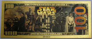 $100 Yoda Jedi Star Wars Light Side Novelty 24K Gold Foil Plated Note Bill GFN57