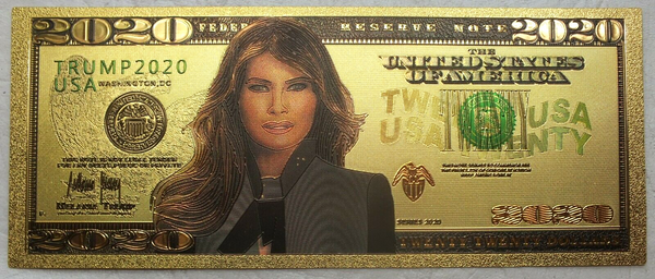 Melania Trump 2020 First Lady Note Novelty 24K Gold Foil Plated Bill LG564
