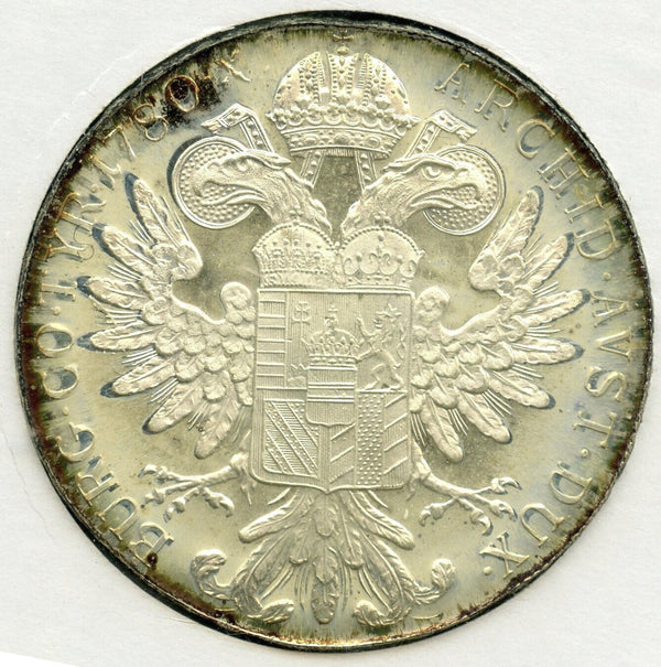 1780 Maria Theresa Taler Proof Coin & Capital Holder - E914