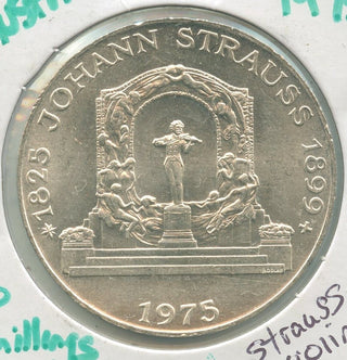 1975 Austria 150th Ann Of Birth Of Johann Strauss Silver 100 Schillings - KR497
