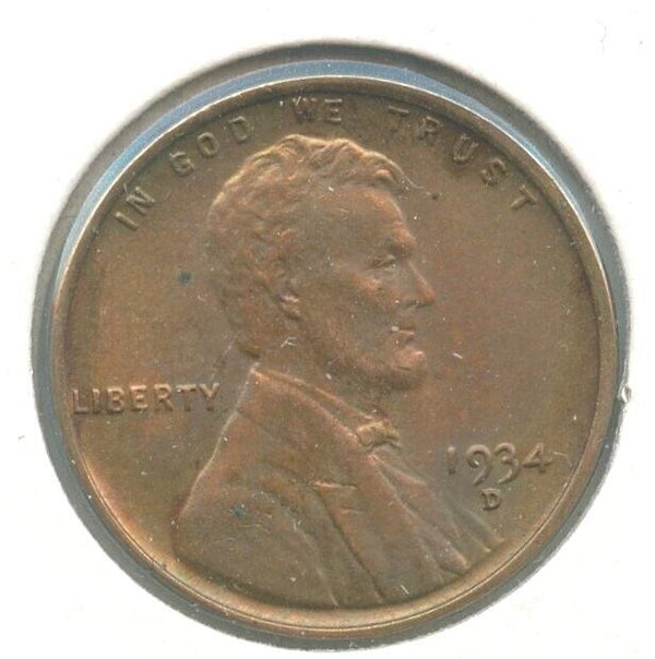 1934 D Lincoln Wheat Cent 1C Denver Mint - ER162