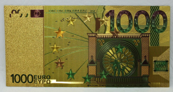 €1000 Euro European Union Novelty 24K Gold Foil Plated Note Currency LG303