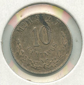 1904 Mexico 10 Centavos Silver Coin - Estados Unidos Mexicanos ER736