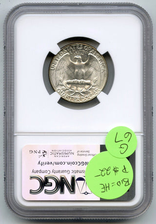 1947-S Washington Silver Quarter NGC MS64 Certified - San Francisco Mint - G67