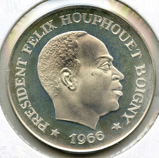 1966 Ivory Coast Proof Silver Coin 10 Franks - Felix Houphouet Boigny - E534