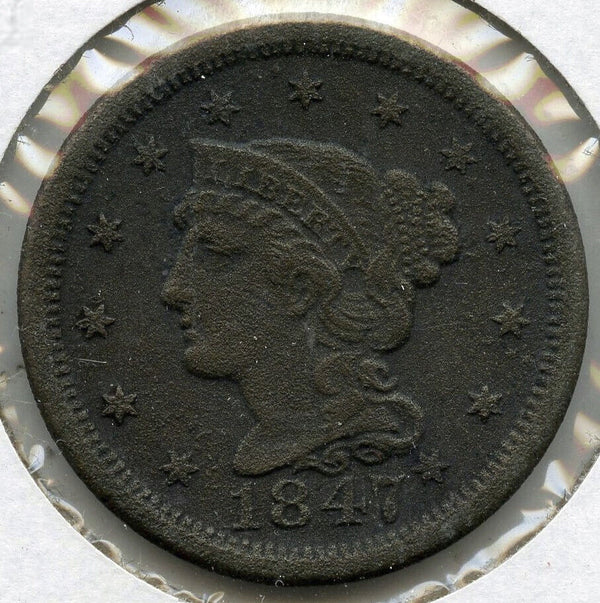 1847 Braided Hair Large Cent Penny - G875